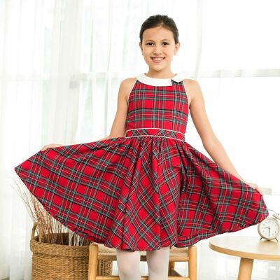 Abito natalizio da bambina | piastrelle in tartan rosso | HEPBURN