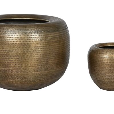 VASO DA FIORIERA SET 2 ALLUMINIO 64X64X47 ORO PATINATO LD213664