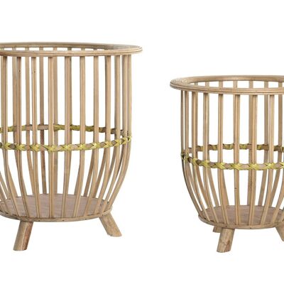 PLANTER SET 2 BAMBOO 35X35X37 NATURAL LIGHT BROWN MC203065