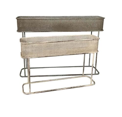 MACETERO SET 2 METAL 100X22X70 ENVEJECIDO GRIS MC206185