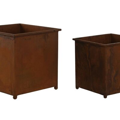 FLOWER POT SET 2 METAL 24X24X24 SIMIL OXIDE MC211613