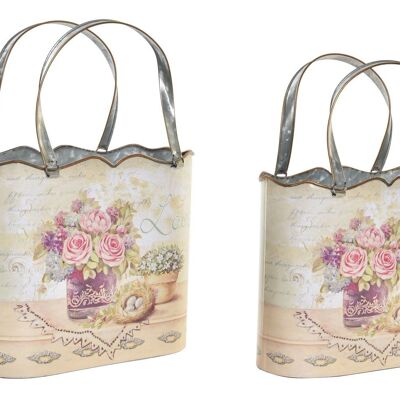 JARDINIÈRE SET 2 MÉTAL 29X13X38,5 LOVE ROSE LD194565