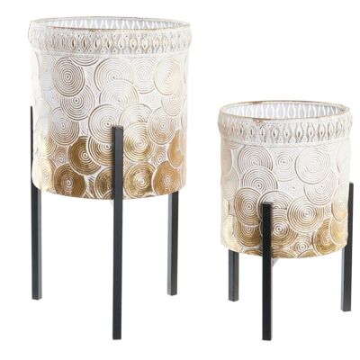 FLOWER POT SET 2 METAL 29X29X54.5 WHITE MC195597