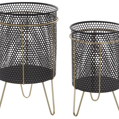 JARDINIÈRE SET 2 METAL 36X36X58 30X48 NOIR MC202650