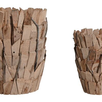 PAULOWNIA POT SET 2 35X35X45 TRUNKS MC213146