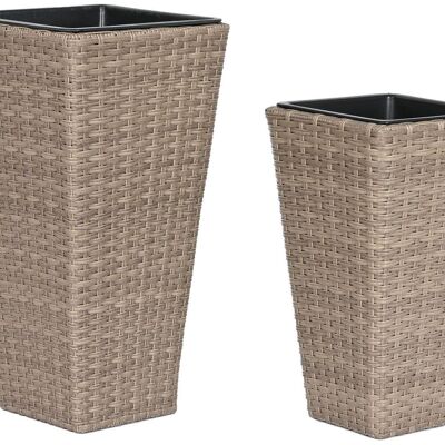 VASO DA FIORIERA SET 2 RATTAN SINTETICO PP 31X31X65 NATURALE MC211109