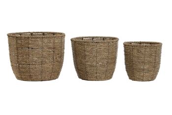 POT DE FLEUR SET 3 FIBRE 31X31X24 BRUN NATUREL MC209455 1