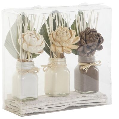 PLANTE SET 3 FLEUR SÈCHE CÉRAMIQUE 21X8X20 BLANC JA207878