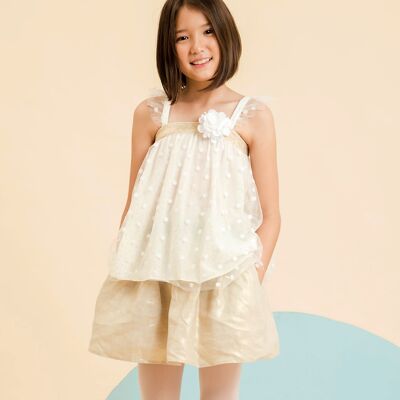 Girl's ceremony skirt | golden iridescent beige linen | ANGEL