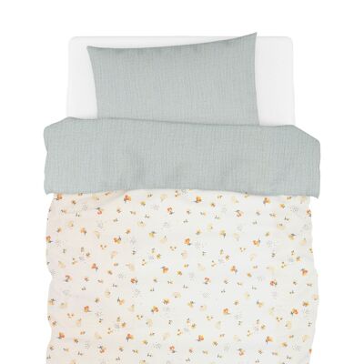 Duvet cover with pillowcase for cot