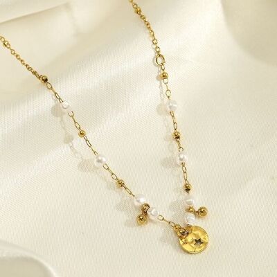Stainless steel pearl necklace - BJ210172