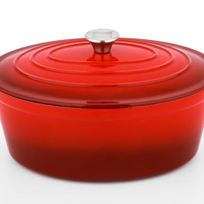 CS KOCHSYSTEME, XANTEN+ roasting pan 40.5 x 26 x 13cm red, enamelled cast iron, ovenproof, suitable for induction