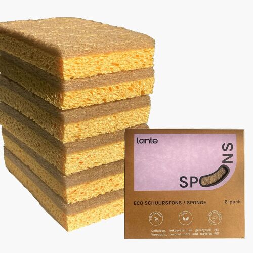 6x Lante Natural Scouring Sponges - Eco - Dishwashing Sponges