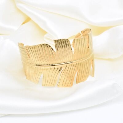 Leaf bangle bracelet in gold stainless steel - BR110256OR