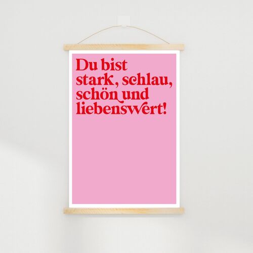 Poster Pink "stark, schlau, schön" 30x40