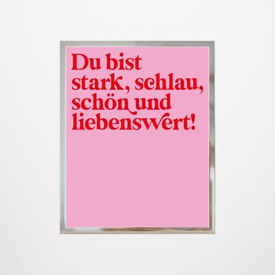 Poster Pink "strong, smart, beautiful" 50x70