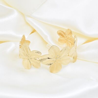 Brazalete de flores en acero inoxidable dorado - BR110257OR