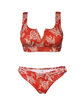 Ensembles de bikini préformé rouge à imprimé pour femme 1