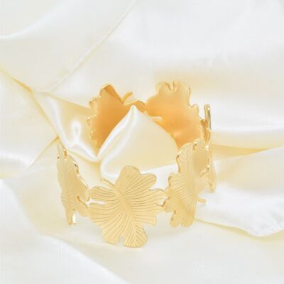 Leaf bangle bracelet in gold stainless steel - BR110258OR