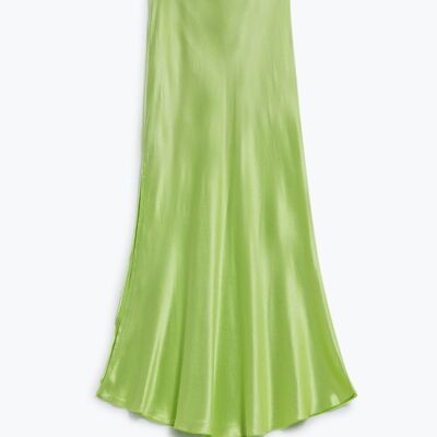 Lime Maxi Silk Skirt With Side Slit