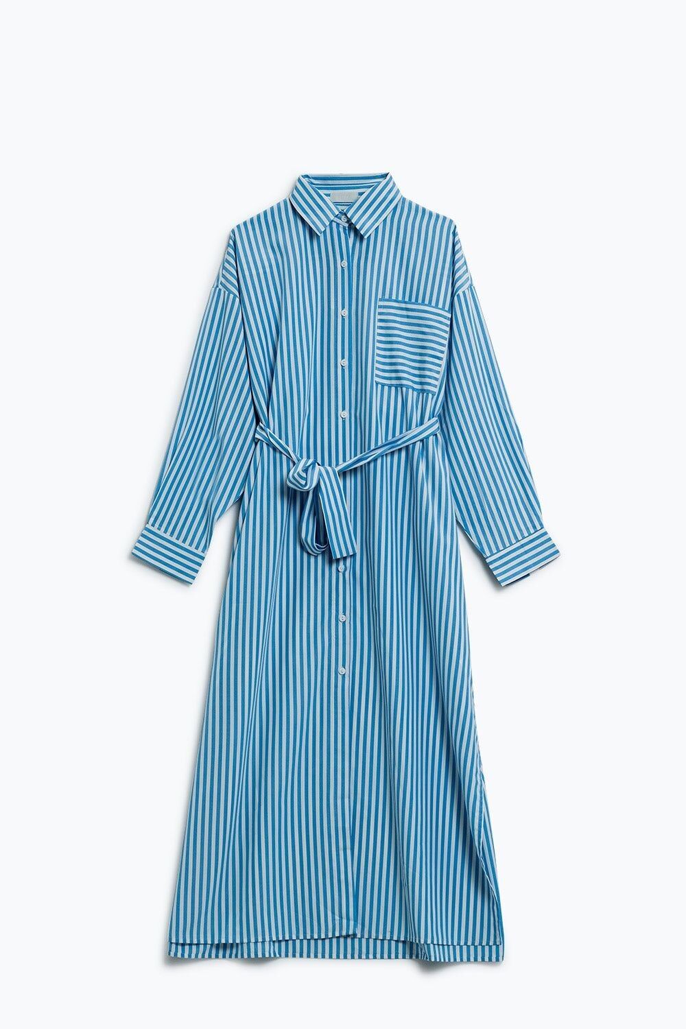 Poplin striped maxi dress