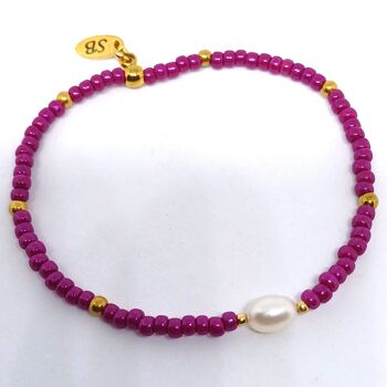 Bracelet extensible Miyuki avec perle d'eau douce 7