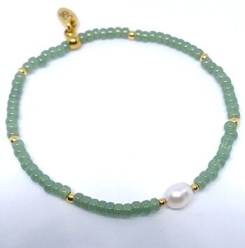 Bracelet extensible Miyuki avec perle d'eau douce 13