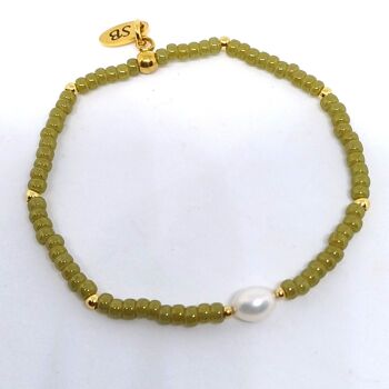 Bracelet extensible Miyuki avec perle d'eau douce 16