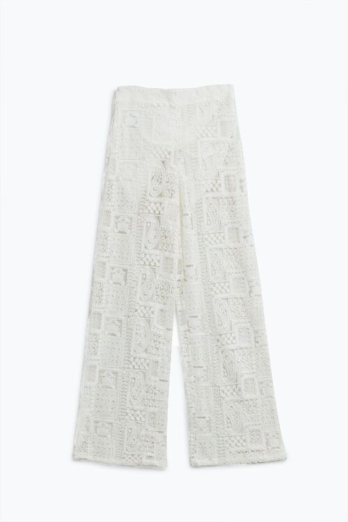White Croched wide leg Pants
