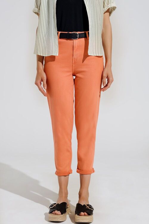 Ankle skinny Basic Jeans in orange