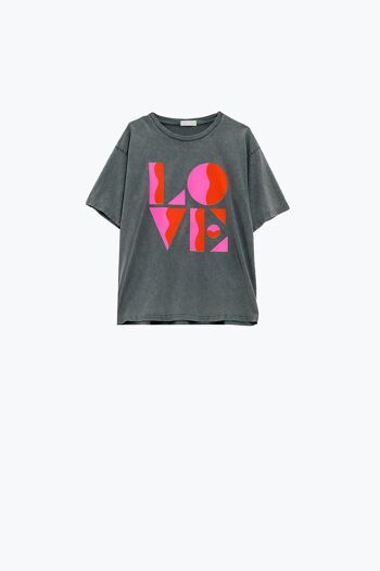T-shirt avec impression numérique LOVE art déco en gris 5