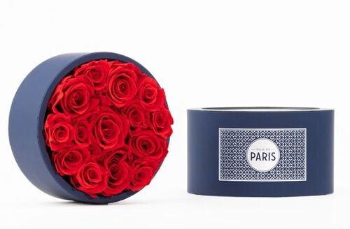 Coffret de roses rouges naturellement préservées - Taille M - Collection Paris - Cadeau et/ou souvenir