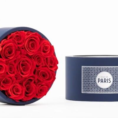 Caja de rosas rojas preservadas de forma natural - Talla M - Colección París - Regalo y/o souvenir