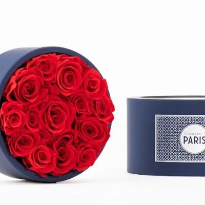 Coffret de roses rouges naturellement préservées - Taille M - Collection Paris - Cadeau et/ou souvenir