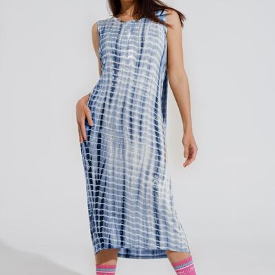 Relaxed maxi Tie dye Dress In Shades of Blue