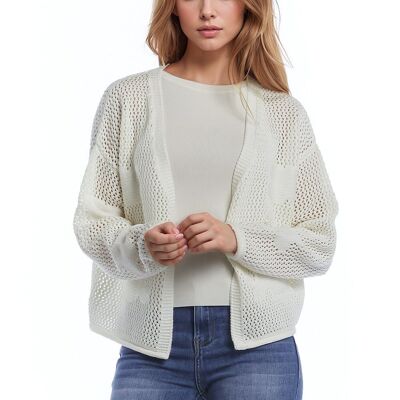 Crochet Cardigan With Knitted Clouds In White