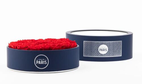 Coffret de roses rouges naturellement préservées - Taille L - Collection Paris - Cadeau et/ou souvenir