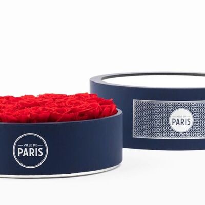 Scatola di rose rosse stabilizzate naturalmente - Taglia L - Collezione Paris - Regalo e/o souvenir