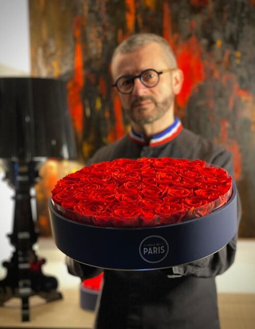 Coffret de roses rouges naturellement préservées - Taille XL - Collection Paris - Cadeau et/ou souvenir