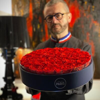 Scatola di rose rosse stabilizzate al naturale - Taglia XL - Collezione Paris - Regalo e/o souvenir