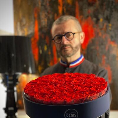 Coffret de roses rouges naturellement préservées - Taille XL - Collection Paris - Cadeau et/ou souvenir