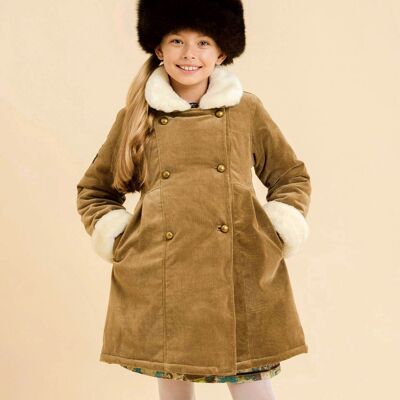 Cappotto ANUSHKA | velluto beige e pelliccia bianco sporco