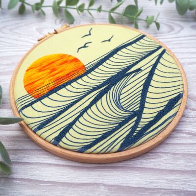 Puesta de sol en el mar, kit de bricolaje de artesanía de bordado de paisaje marino