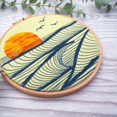 Puesta de sol en el mar, kit de bricolaje de artesanía de bordado de paisaje marino