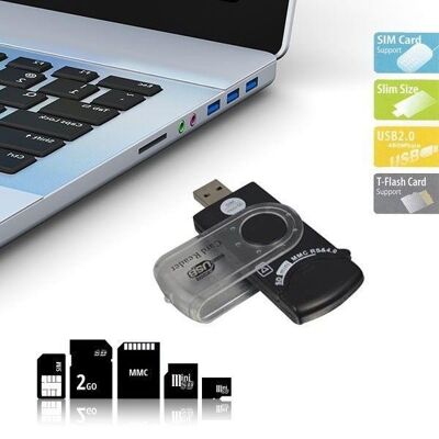 Lector USB universal 14 en 1 para tarjeta SIM y SD