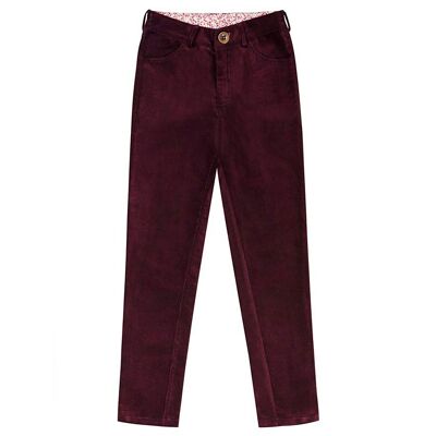 Pantalon slim fit | velours prune | MORGAN