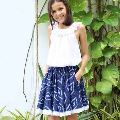 Girl's summer skirt | tie and dye navy blue | CANCAN