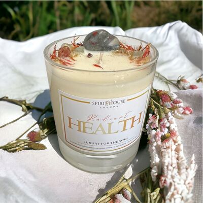 Ritual de velas de salud radiante - Con meditaciones.    Infusión de curación de cristal y energía. Vegano, perfumado, Soy Spirit House London