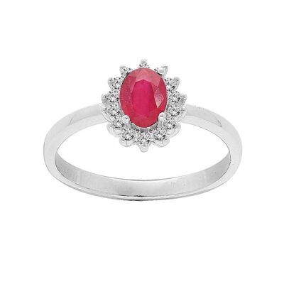 Bague Rubis Véritable en Argent Rhodié 925