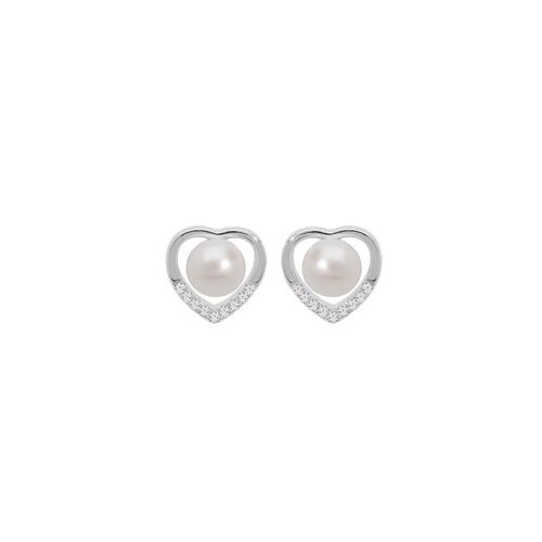 Boucles d'Oreilles en coeur - Perles Eau Douce